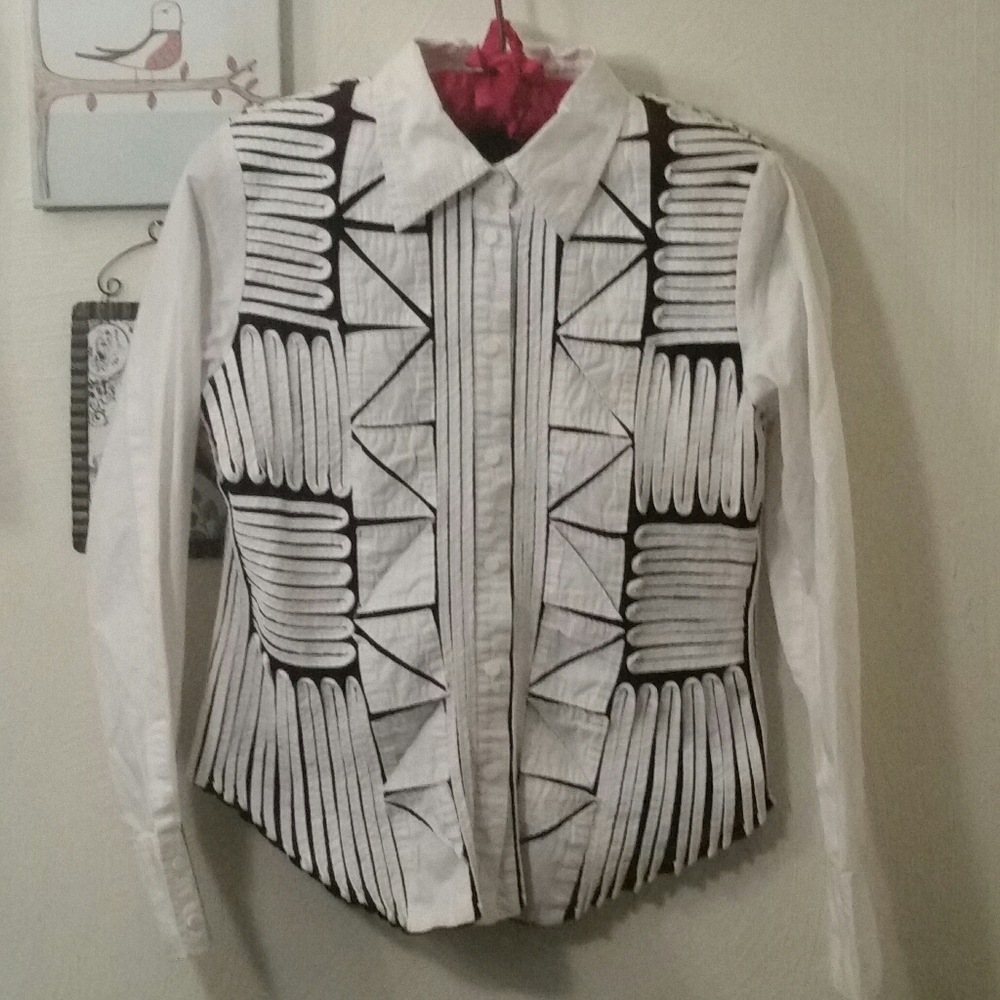 Vintage Gystimee detailed abstract shirt,10